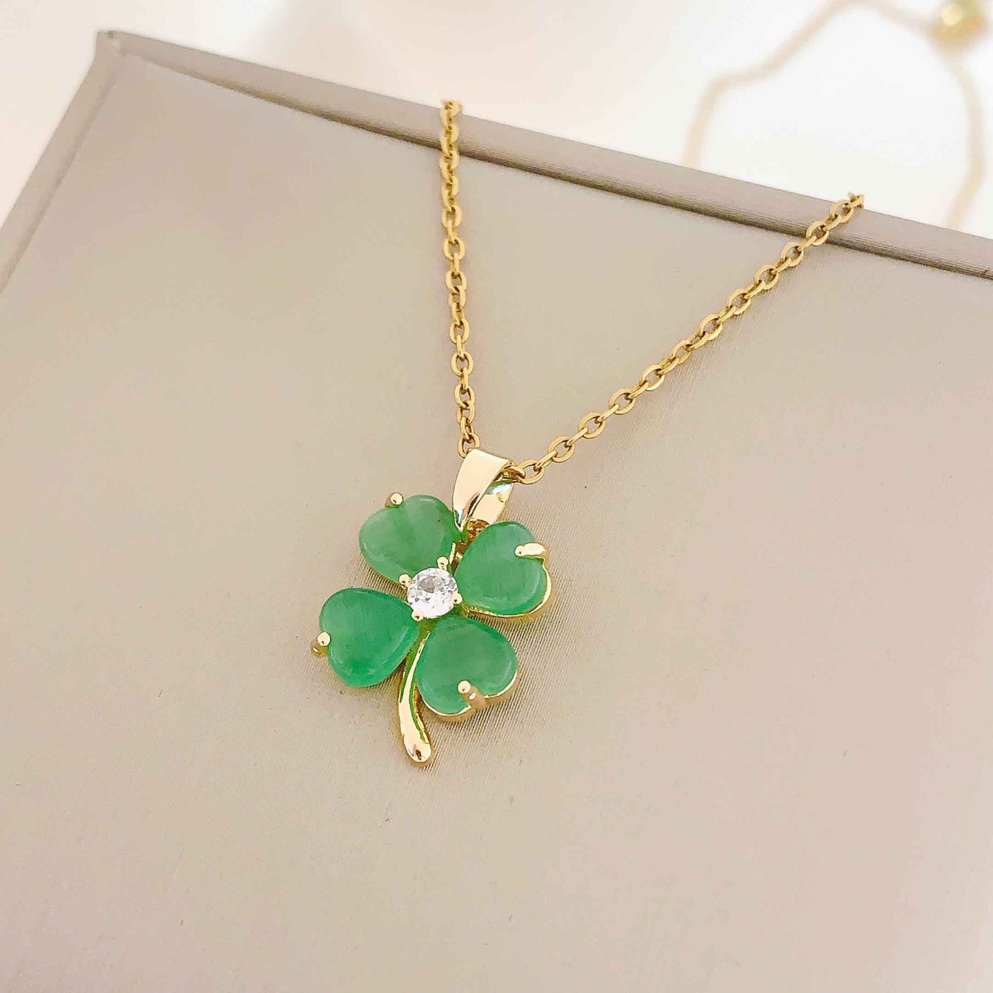 Women's Love Cat Eye Clover Titanium Steel Necklaces