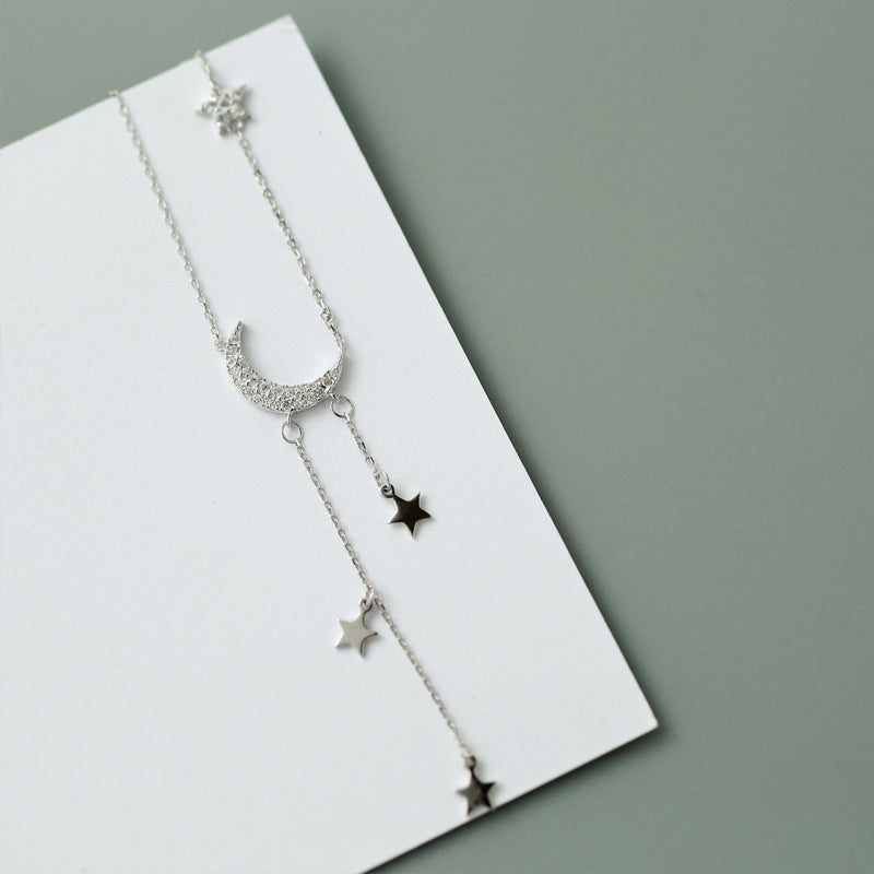 Moon Female Tassel Niche Design Advanced Light Luxury Personality Necklace