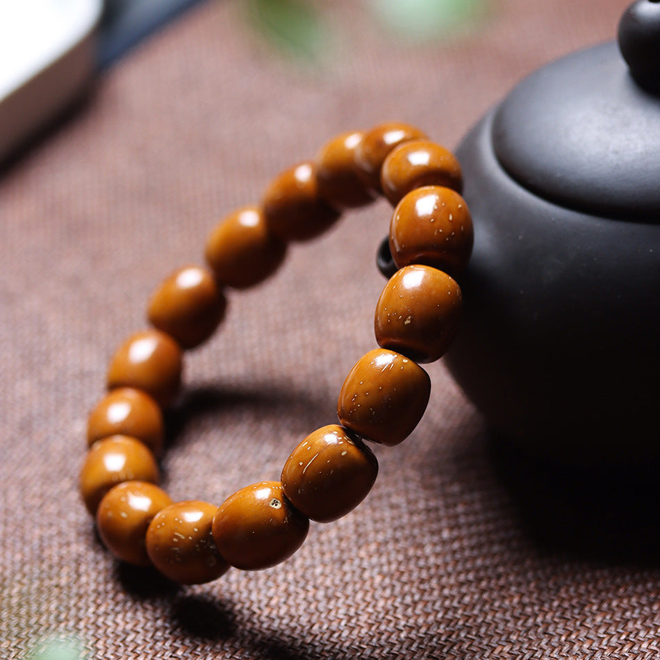 Perfect Circle Light Bead Zi Jin Shu Bodhi Yellow Skin Bracelet