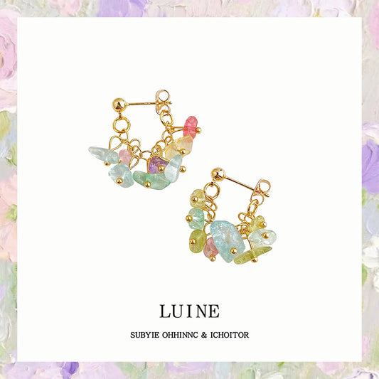Fresh Glass Crystal Sier-plated Pin Handmade Design Stud Earrings