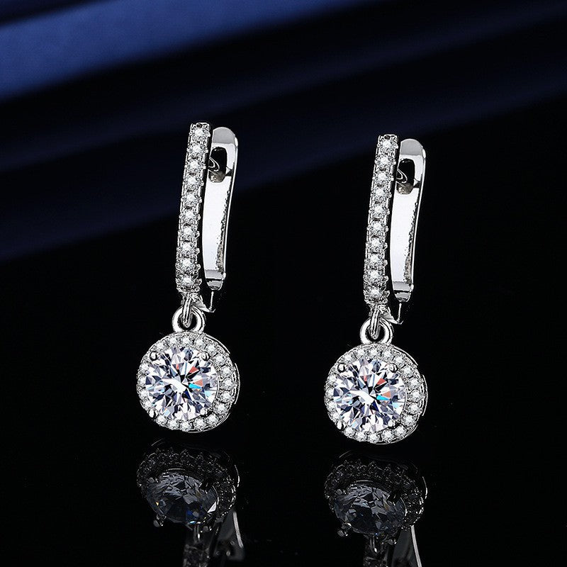 Moissanite Ear Female With Hearts Sterling Earrings