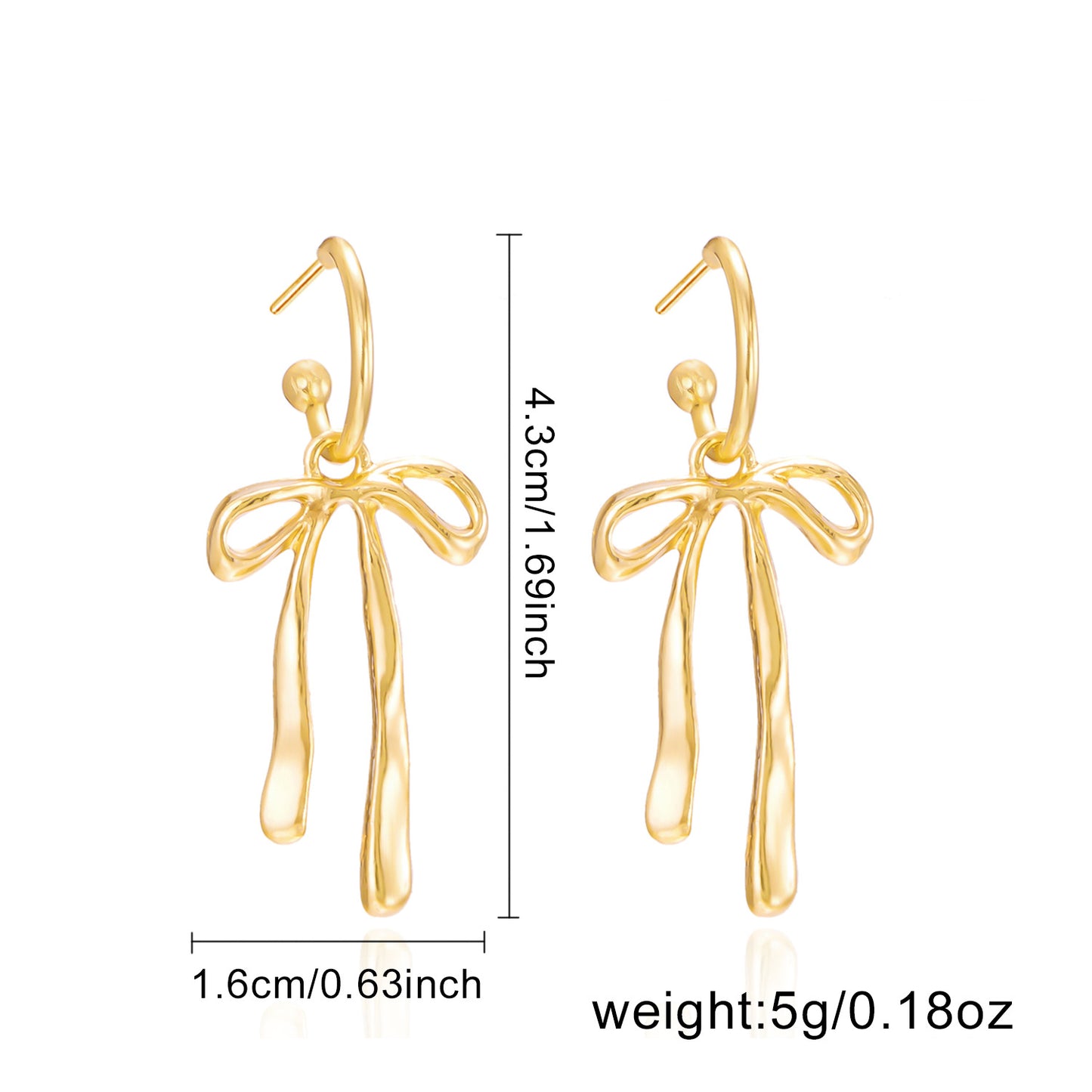 Women's Fashion Bowknot Tassel Copper Ear Hook Earrings