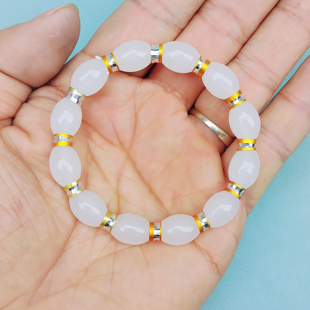 Jade Barrel Beads Gold Pi Longevity Bracelets