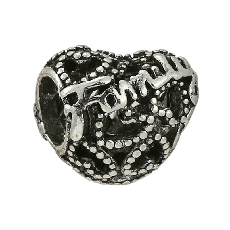 Alloy Large Hole Beads Hollowed Heart Shape Jewelry Accessories