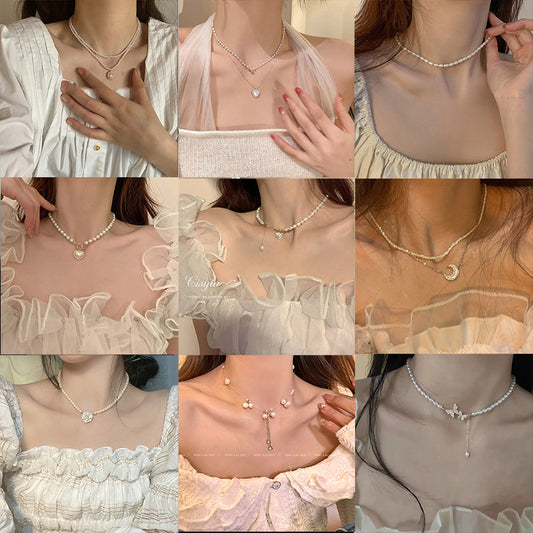 Women's Pearl Hot Temperament Clavicle Chain Design Necklaces