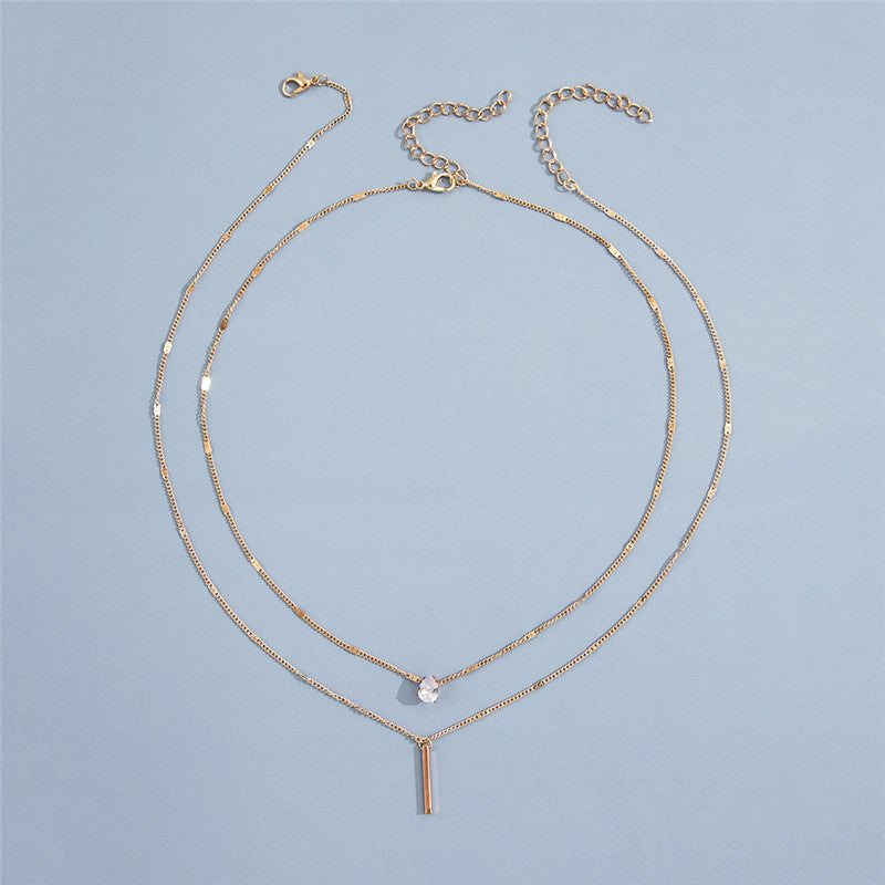 Double Layer Water Drop Simple Long Necklaces