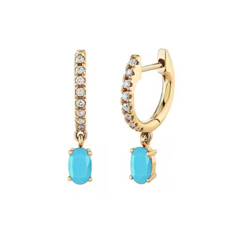 Light Luxury Sier Needle Geometric Ear Female Water Drop Leaf Stud Earrings