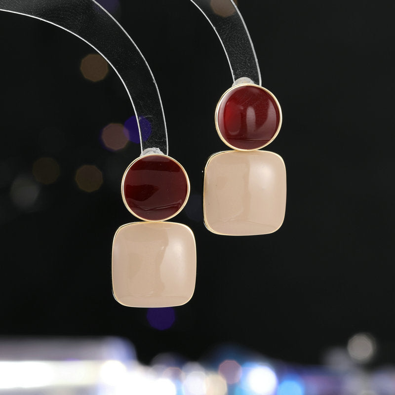 Fashion High-grade Geometric Square Drop Oil Earrings