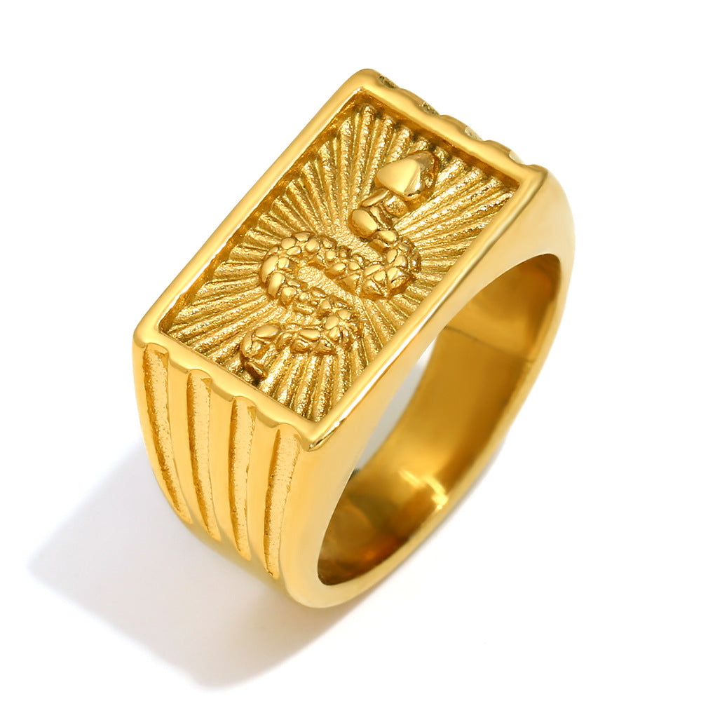 Women's Personality Stainless Steel Gold Plated Retro Rings