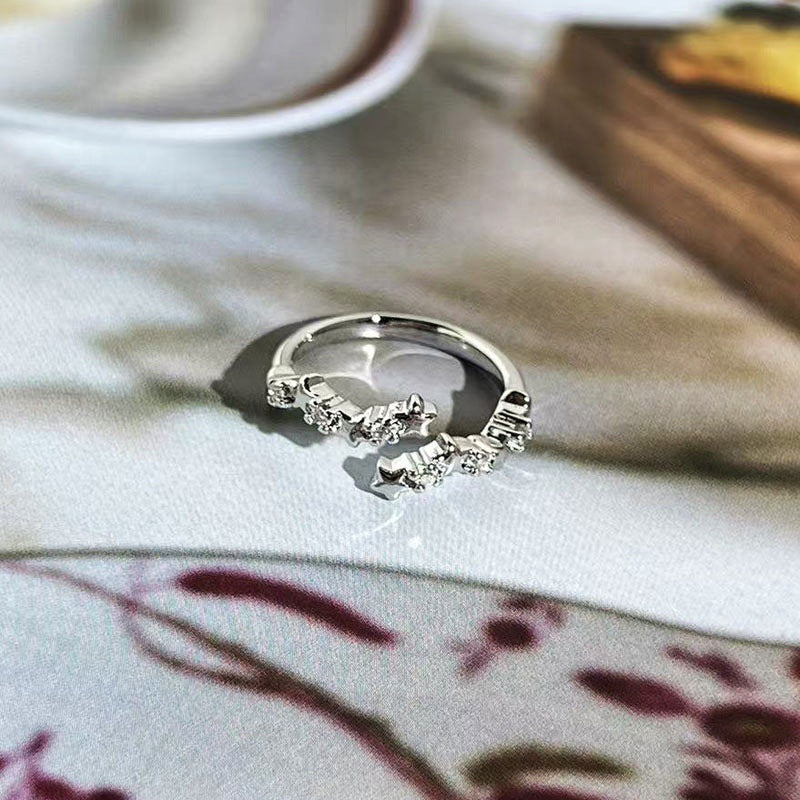 Irregular Texture Geometric Asterism Female Temperamental Minority Unique Design Index Rings