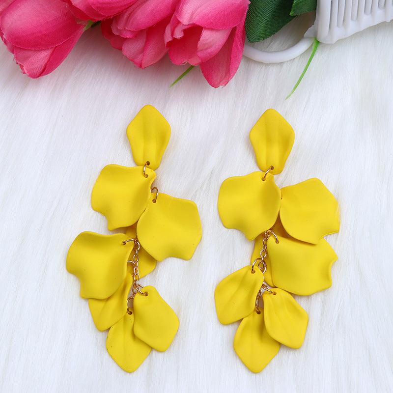 Women's Fashion Personality Tassel Petals Candy Color Design Earrings