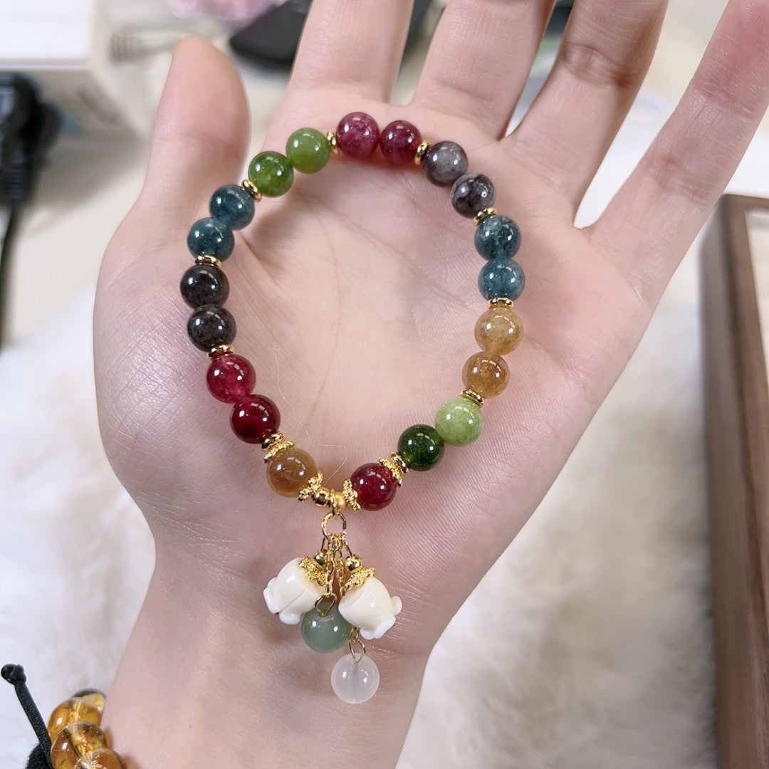 Colorful Tourmaline Female Niche Lily For Girlfriend Mother's Day Bracelet