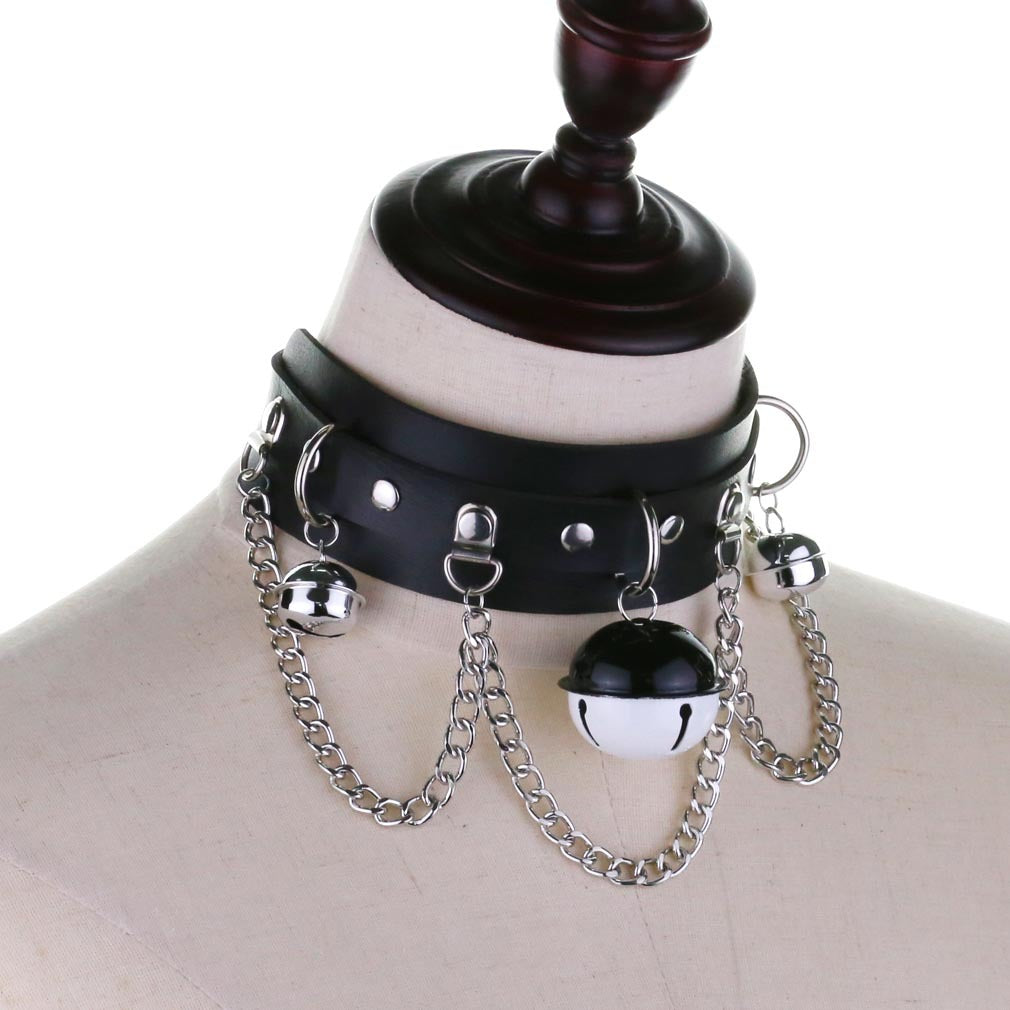 Fan Punk Leather Chain Color Two-tone Collar