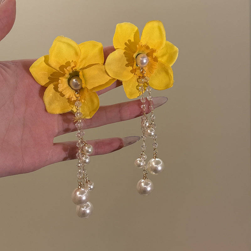Women's Green Leaf Lily Yellow Series Tassel Light Luxury High-grade Sweet Rings