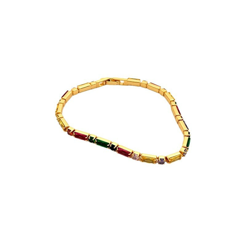 Light Luxury High-grade Fashion Style Full Diamond Color Zircon Jewelry Set