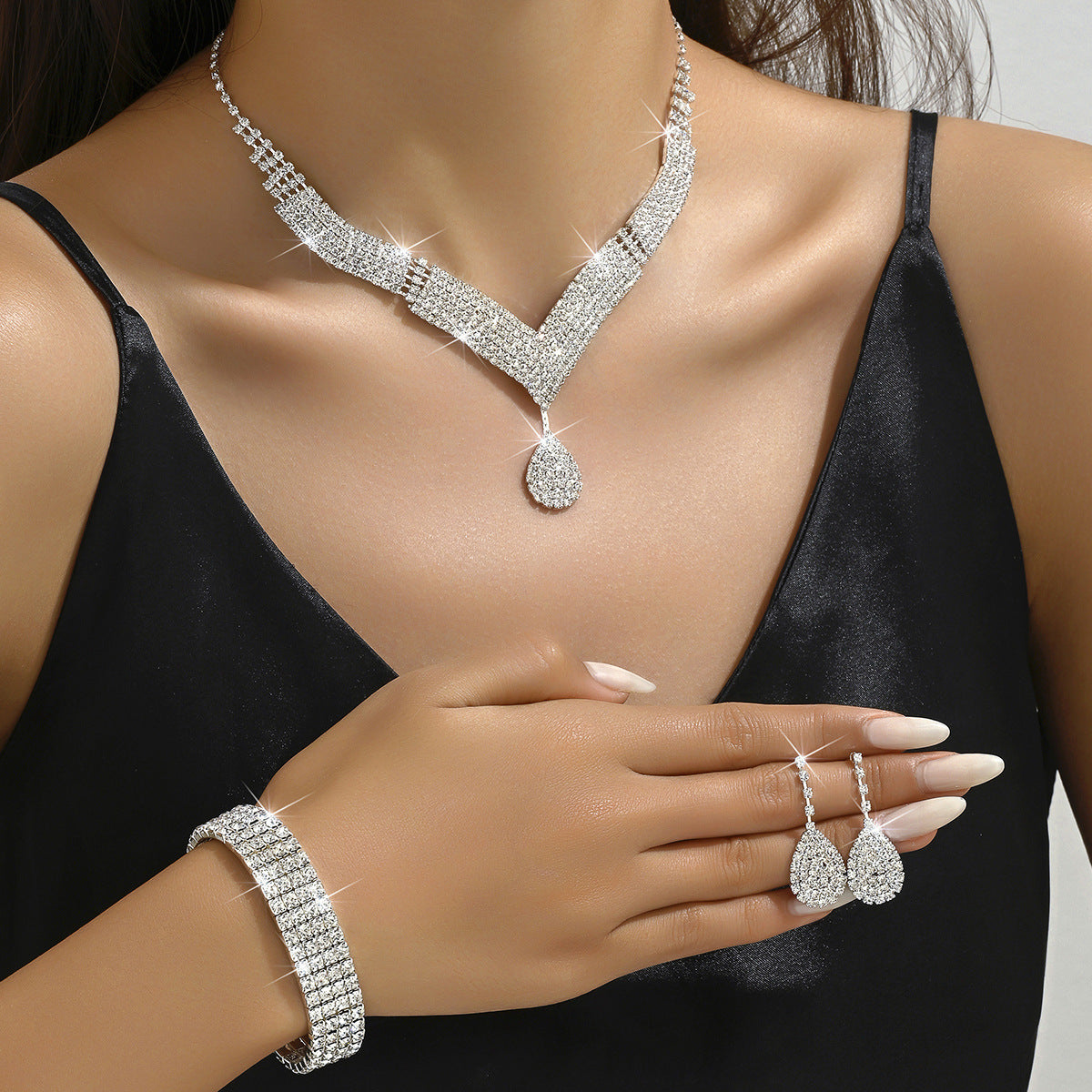 Fashion Bride Wedding Female Rhinestone Chain Earrings