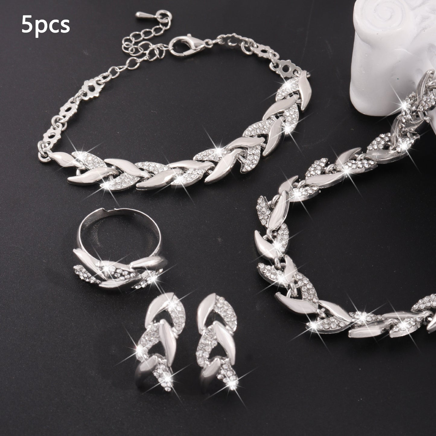 Affordable Luxury Willow Leaf Diamond Fishtail Jewelry Set