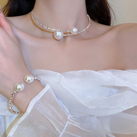 Pieces Of Sier Pearl Opening Light Luxury Minority Personalized Clavicle Necklaces
