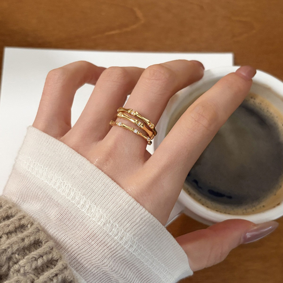 Bamboo Female Design Versatile Opening Adjustable Index Finger Ring