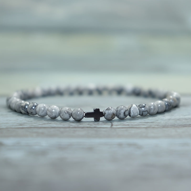 Haematite Cross Volcanic Rock Red Turquoise Bracelets
