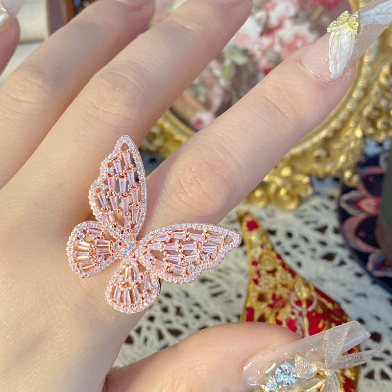 Palace Rose Golden Lace Hollow Open End Expensive Rings