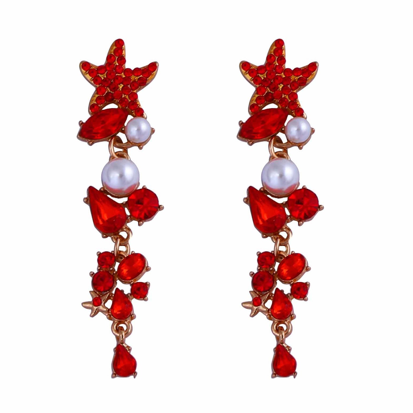 High-key Dignified Starfish Long Alloy Connection Earrings