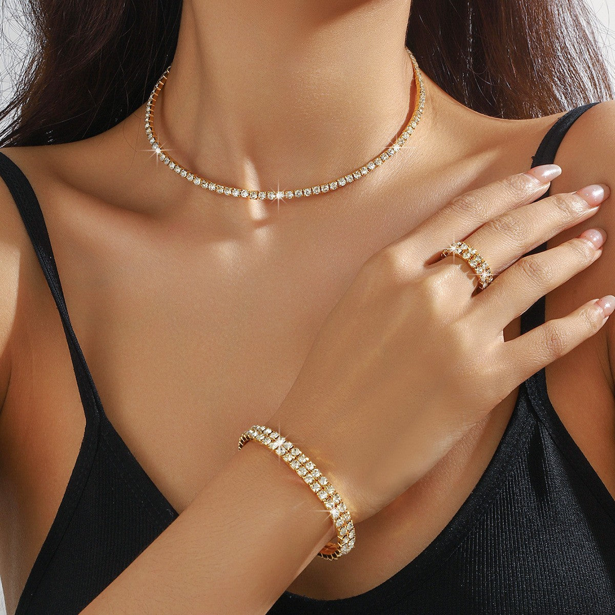 Full Diamond Drop-shaped Temperament The Dinner Party Jewelry Set