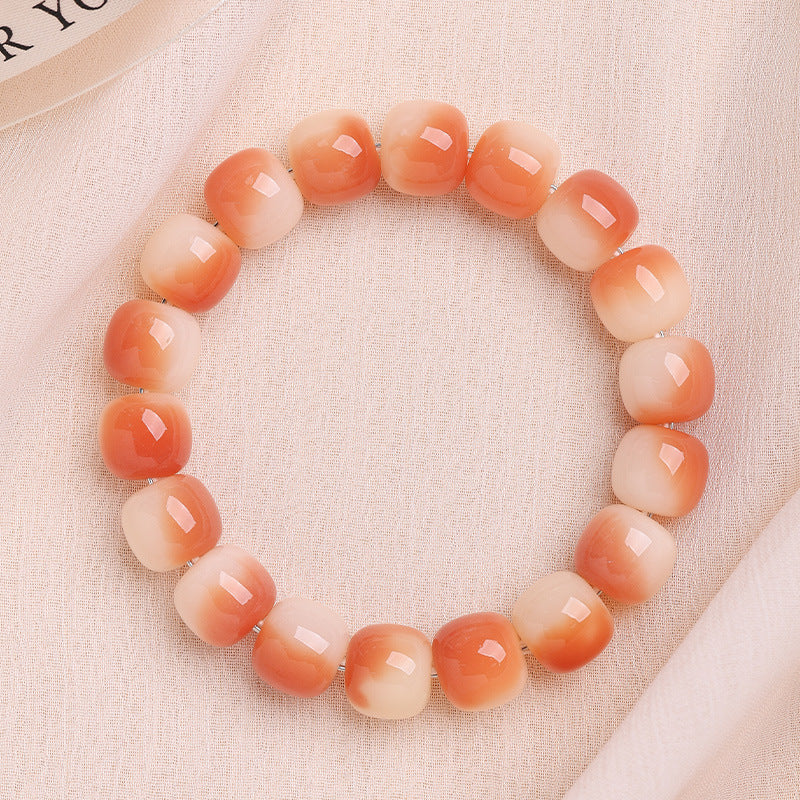Men's Bodhi Pliable Temperament Skin Root Gradient Old Barrel Buddha Beads Bracelet