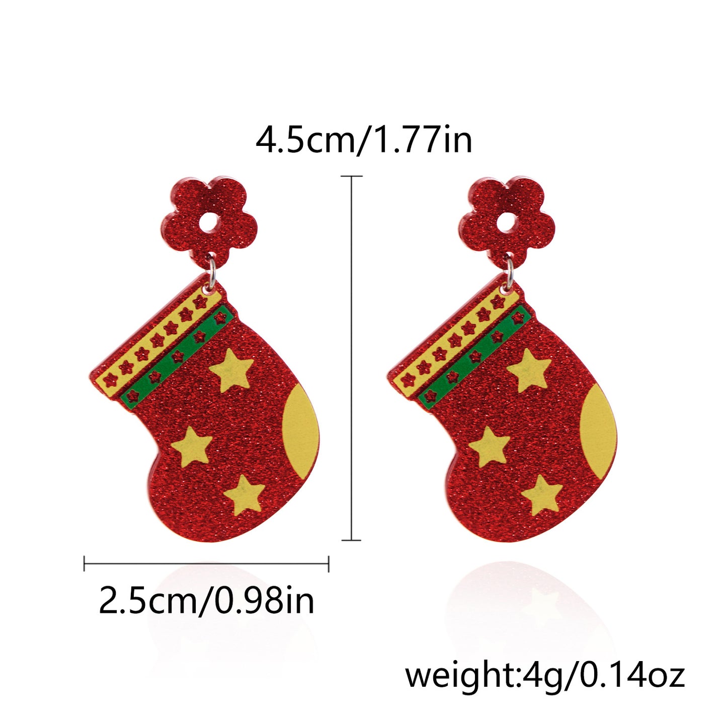 Christmas Cartoon Glitter Stockings Printing Eardrop Earrings