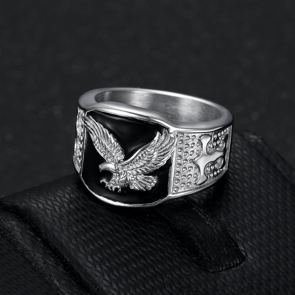 Men's Hip Hop Stainless Steel Gold-plated Wings Flying Ring