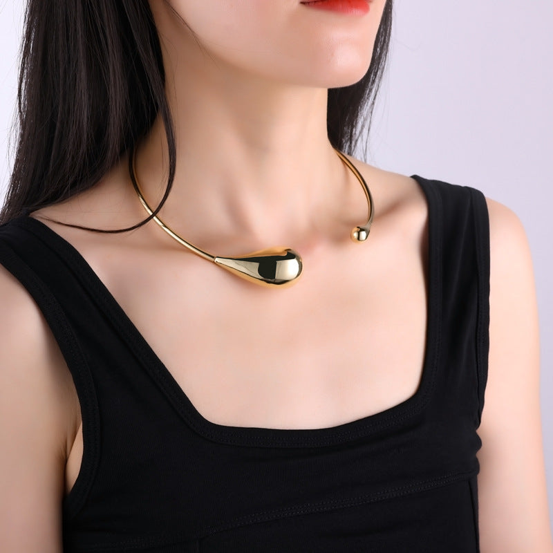 Alloy Exaggerated Female Lady Drop-shaped Metal Necklaces
