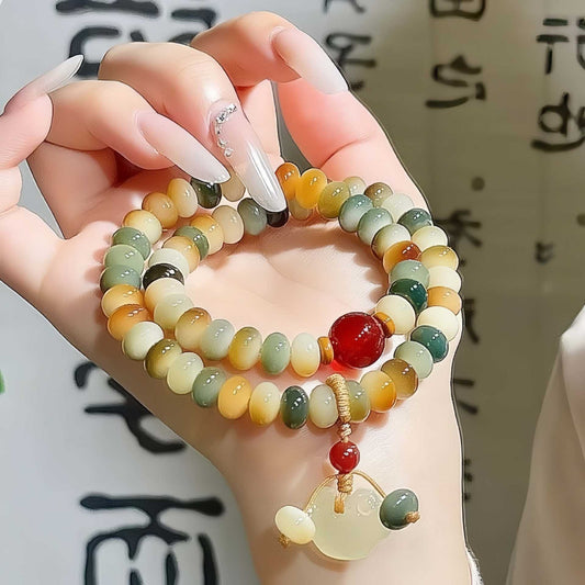 Women's & Men's Natural Bodhi Double Circle Abacus Beads Rosary Hand Bracelets