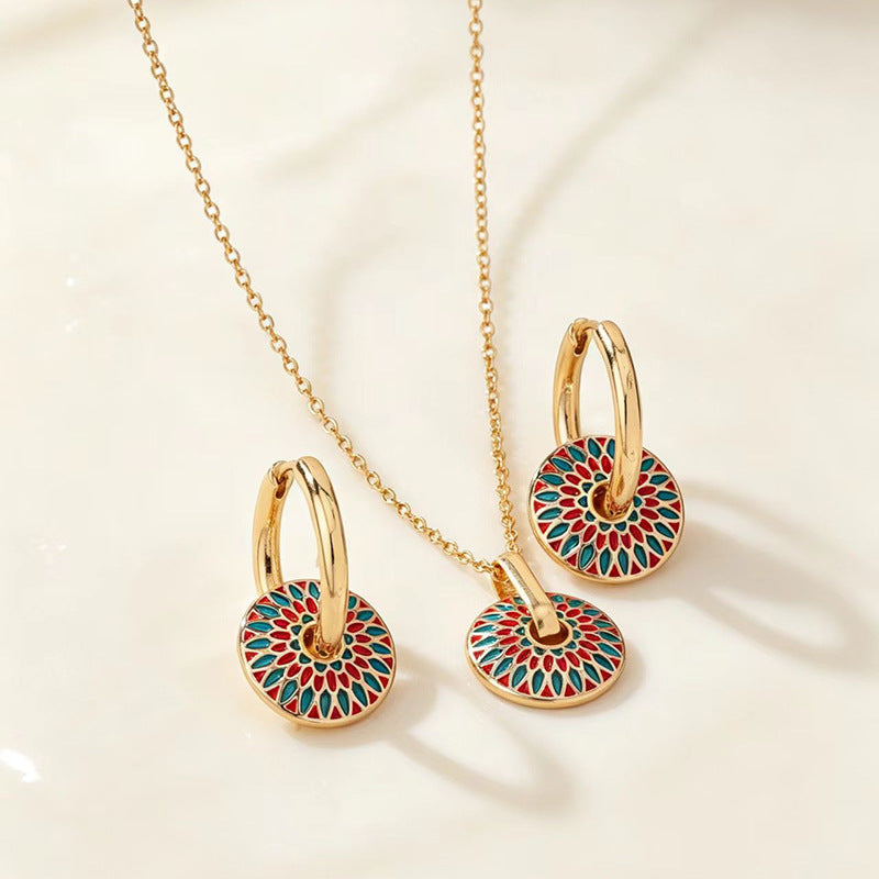 Painted Daisy Pattern Stylish Simple Personality Jewelry Set