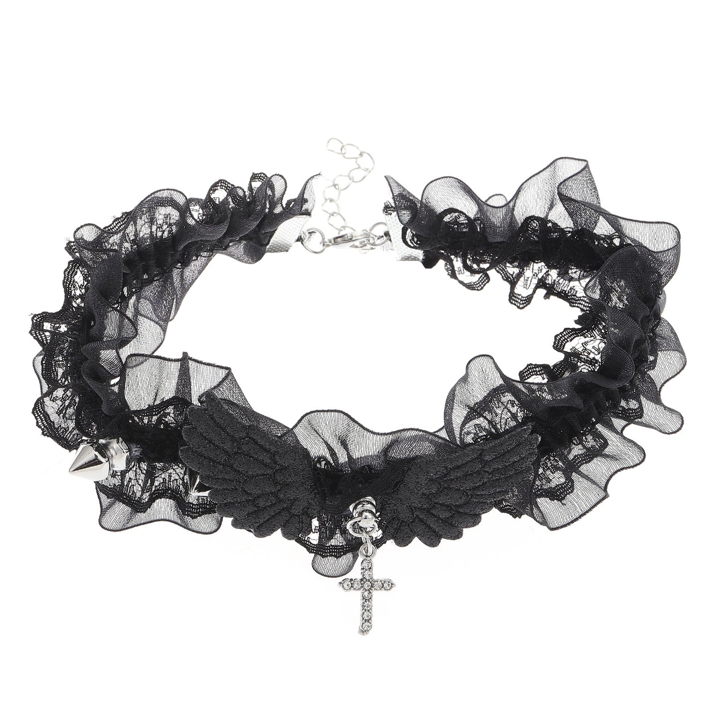 Lace Rivet Female Design Punk Wings Neck Collar