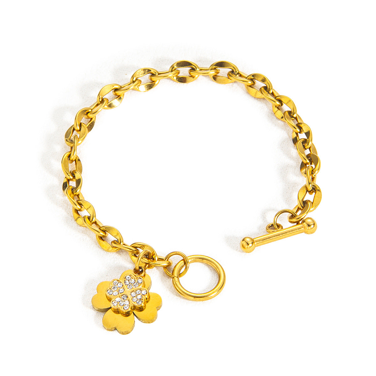 Women's Clover Electroplated Titanium Steel French High-grade Light Bracelet