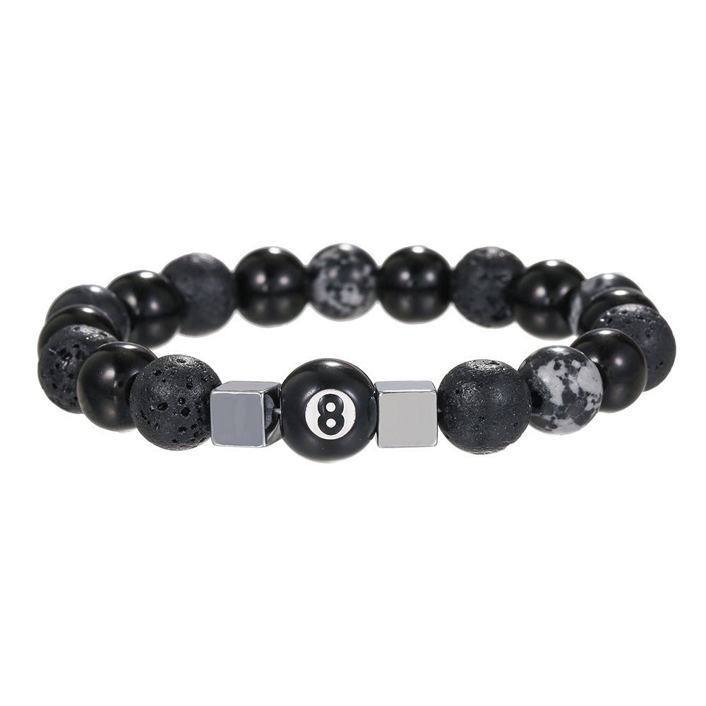 Men's Volcanic Rock Map Stone Beaded Weave Bracelet