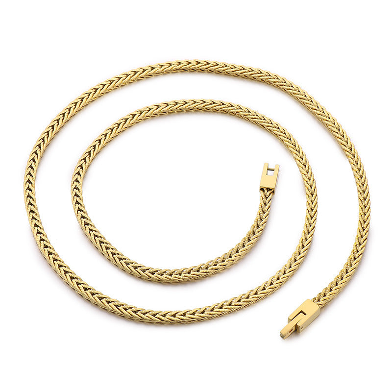 Men's Chain Street Stainless Steel Buckle Encrypted Jewelry Set