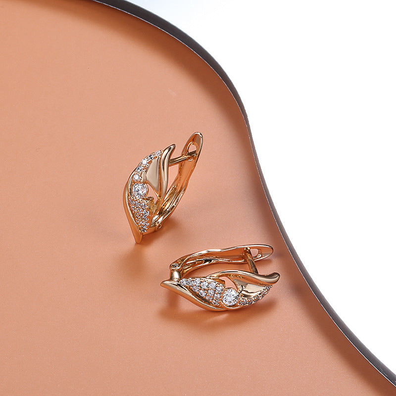 Small Commodity Temperament Rose Gold Zircon Earrings