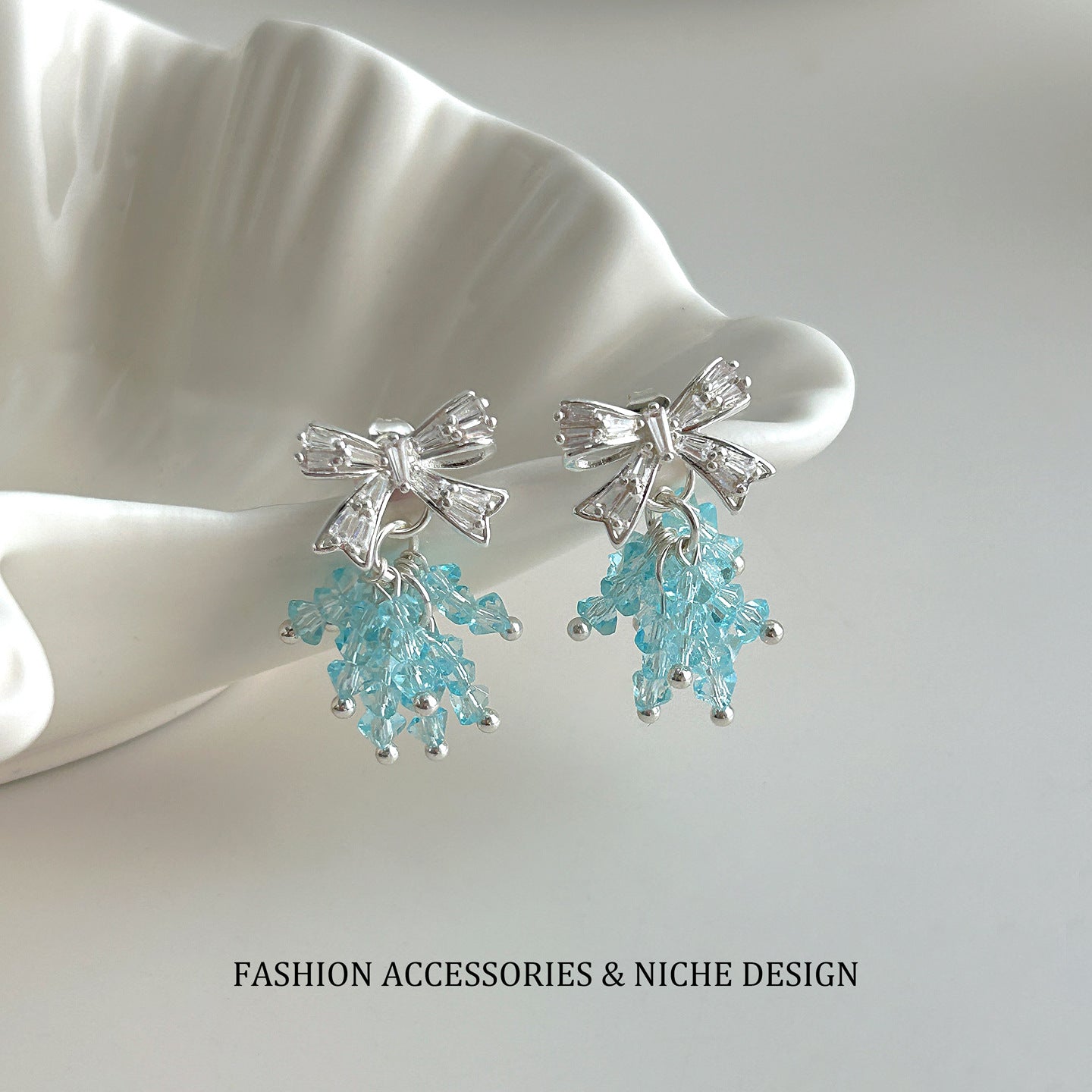 Women's Bow Crystal Tassel Niche Design Elegant High-grade Earrings