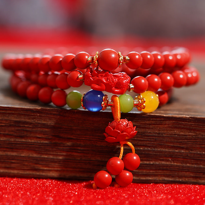 Women's Cinnabar Beads Three-circle Purple Gold Sand Bracelets