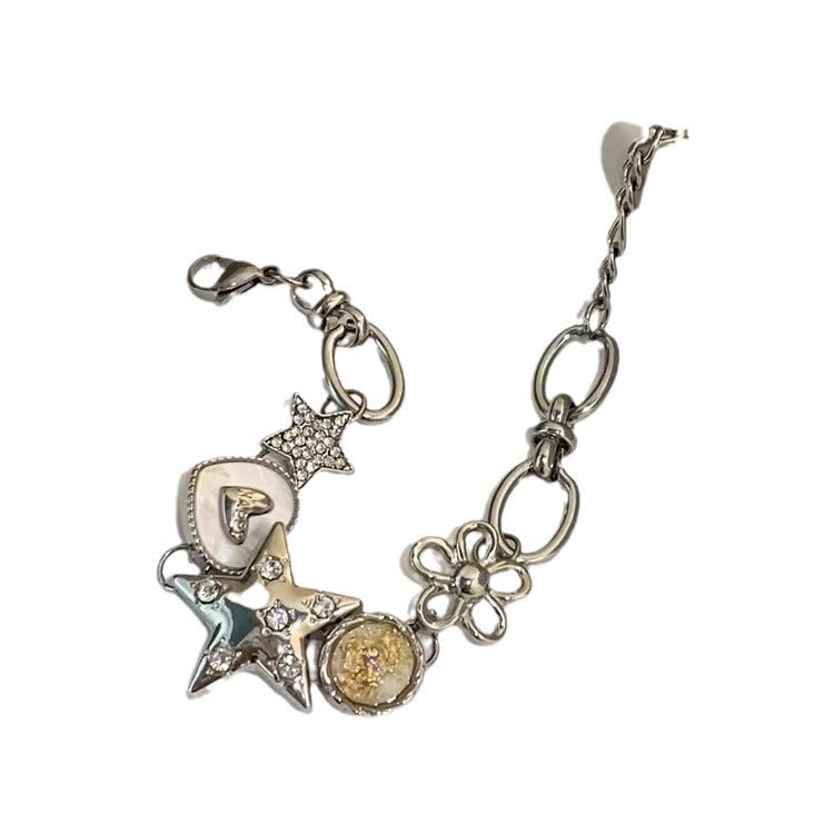Chinese Style Punk Stars Heart Button Mild Luxury Bracelet
