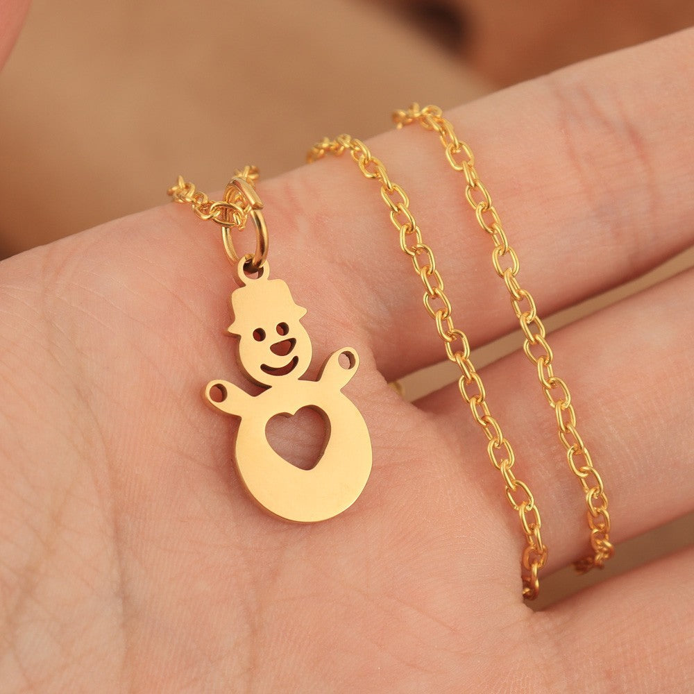 Stainless Steel Santa Christmas Tree Stylish Simple Necklaces