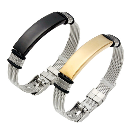 Women's & Men's Trendy Adjustable Strap Design Couple Hand Jewelry Stainless Bracelets