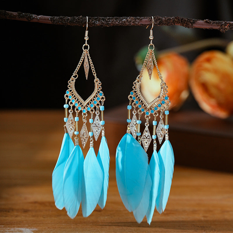 Your Exotic V-shaped Vintage Feather Daisy Earrings