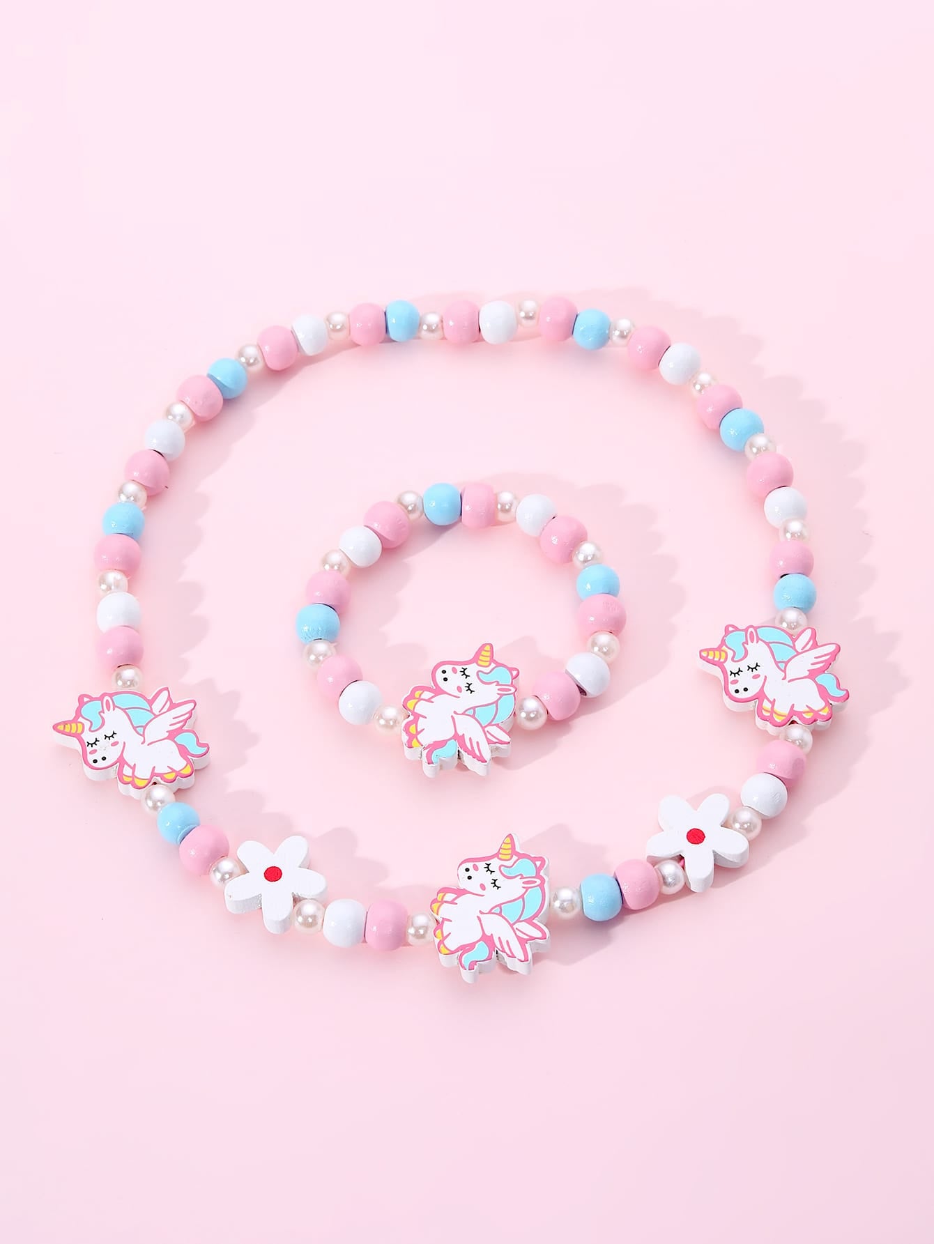 Children's Mixed Color Beaded Wooden Bead Handmade Bracelets