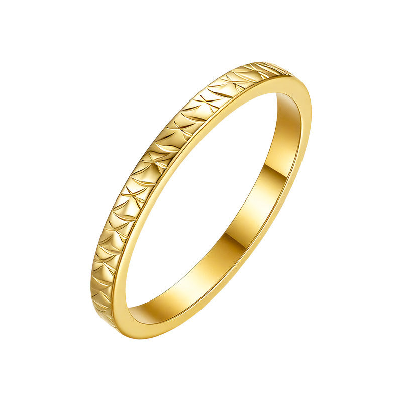 Titanium Steel French Light Pattern Simple Female Index Ring