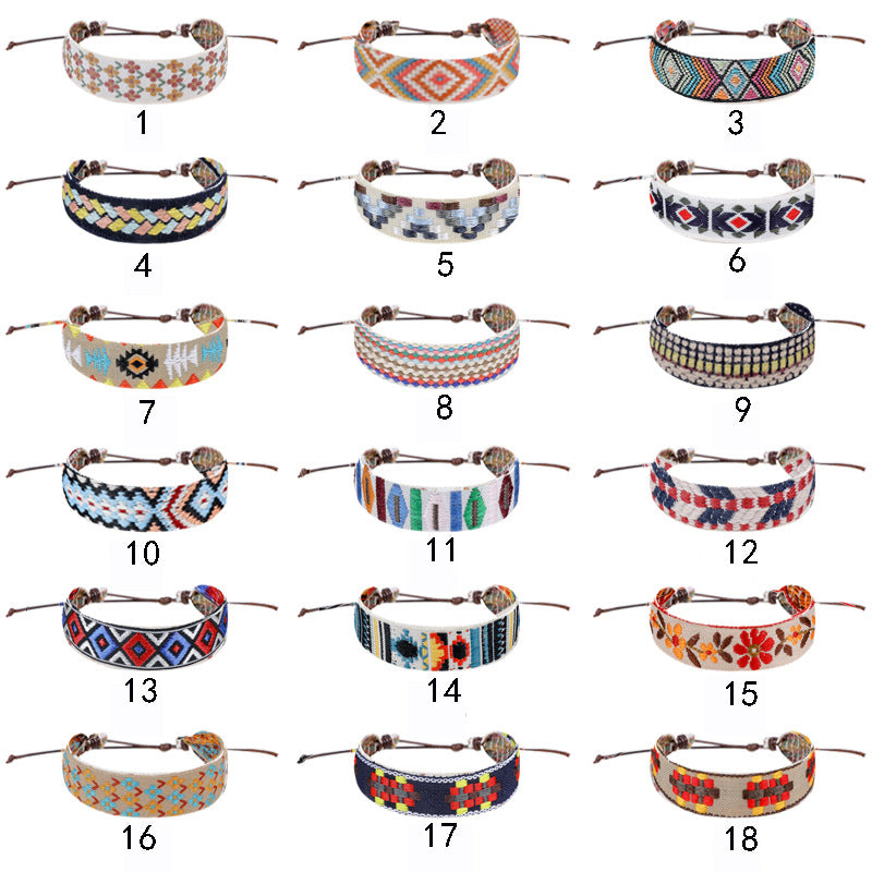 Bohemian Artistic Printed Fabric Carrying Strap Bracelets