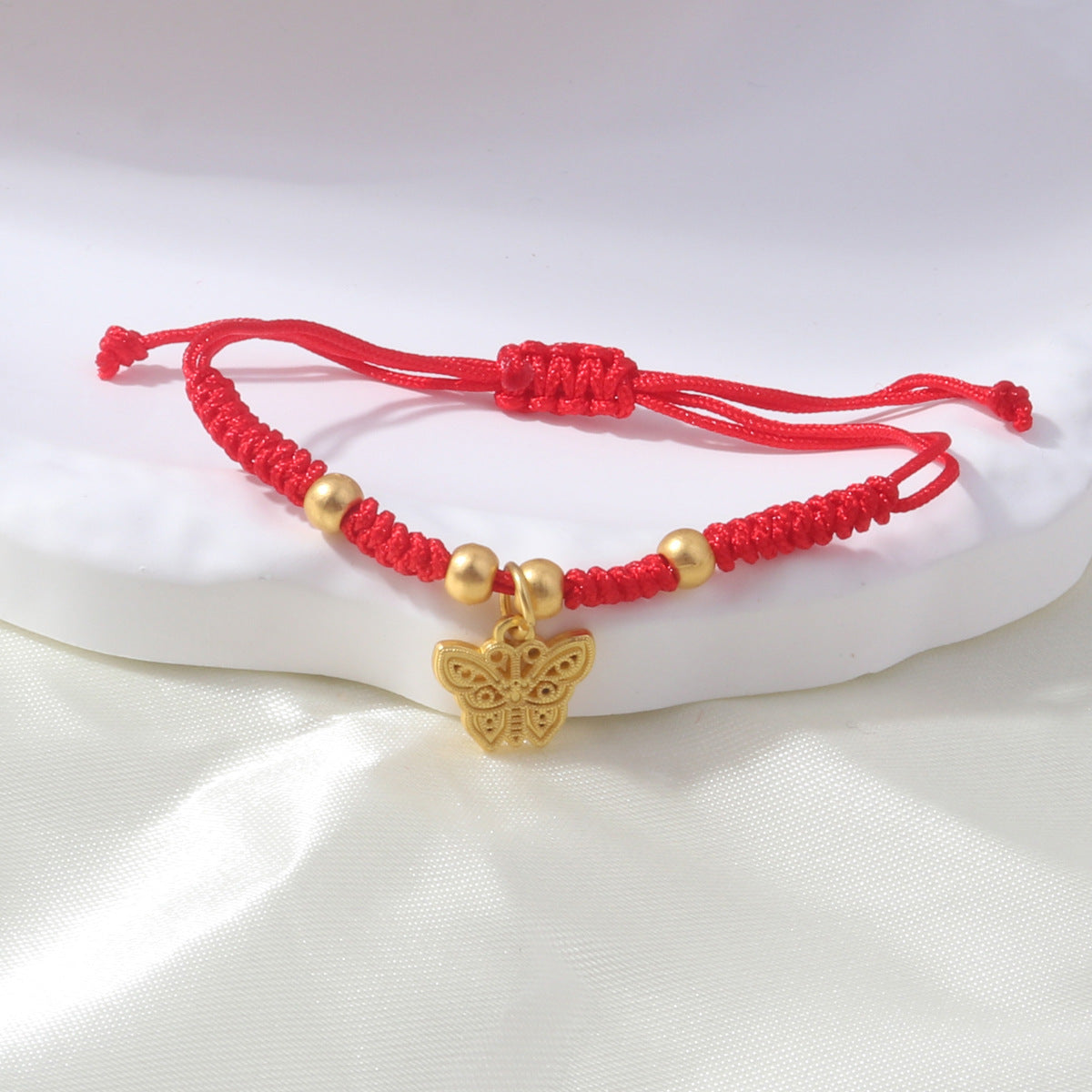 Braided Red Rope Auspicious Language Butterfly Fortune Cat Safe Joy Bracelets