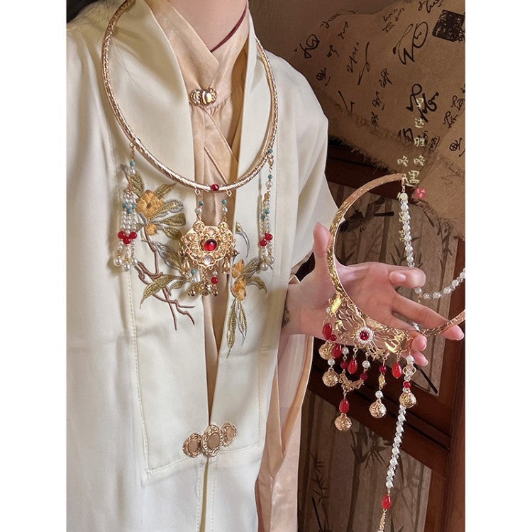 Women's Style Safety Lock Chinese Tassel Ming Necklace
