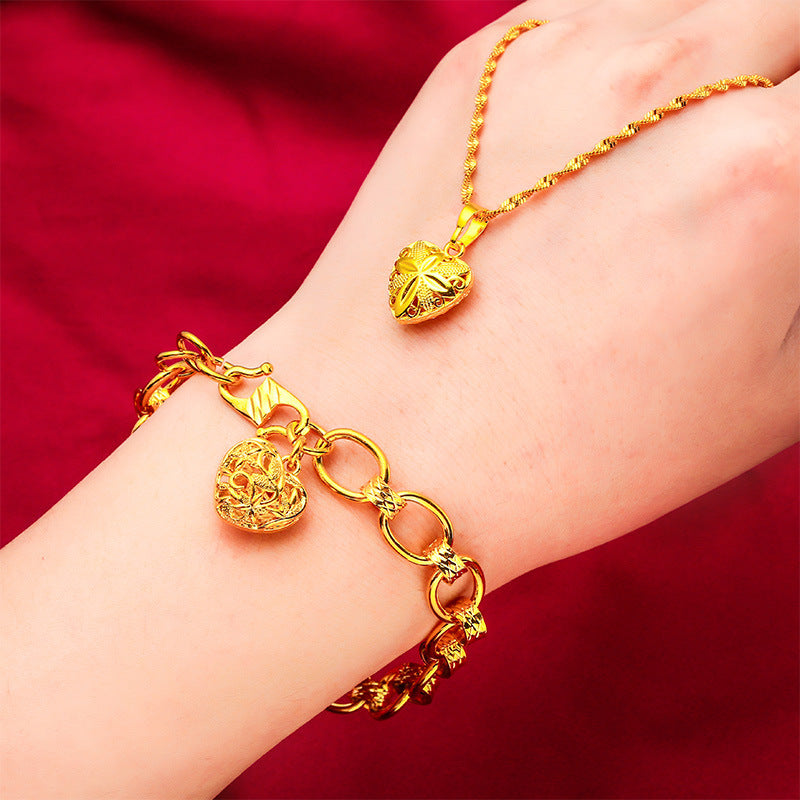 Women's Vietnam Placer Gold Heart Fashion Accessories Necklaces